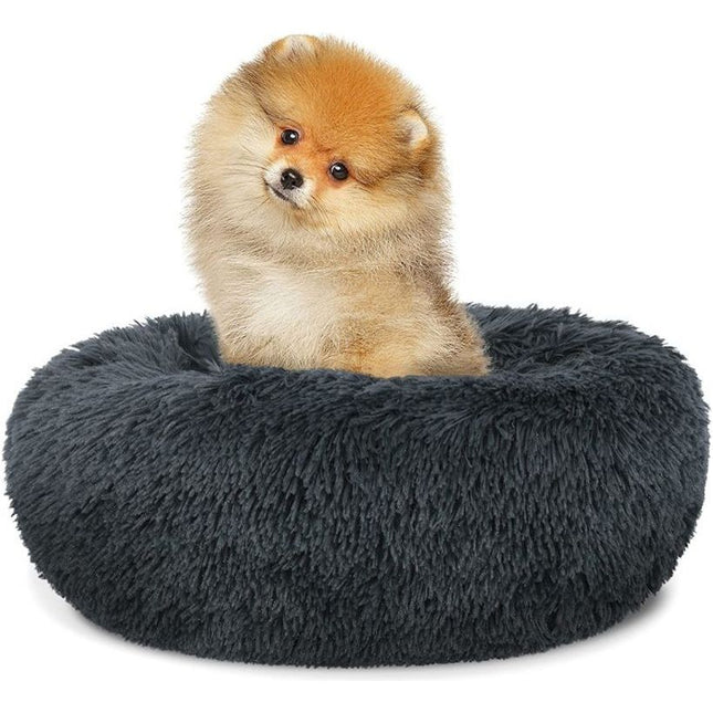 Hondenmand of Kattenmand Pluche Kussen Bed - Maat S - 40cm - Donkergrijs - Geschikt Voor Een Kleine Hond Of Kat Tot 2,5 kg