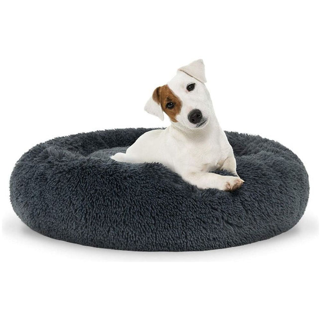 Hondenmand of Kattenmand Pluche Kussen Bed Maat M 60cm - Donkergrijs - Geschikt Voor Een Medium Hond of Kat Tot 9 kg