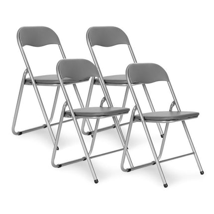 Modern Home set van 4 klapstoelen met een zithoogte van 44.5 cm grijs - gemakkelijk op te bergen