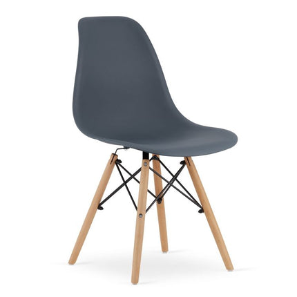 Set van 4 eetkamer stoelen / kuip stoelen met beukenhouten poten donkergrijs