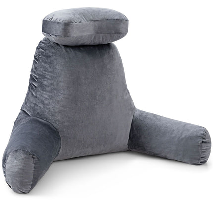 Trendmix XXL Leeskussen Met Nekrol Grijs - Bookseat - Meditatiekussen - Ontspanningskussen met afneembare hoes - Relaxkussen - Zitkussen - Voor In Bed - Ondersteuningskussen