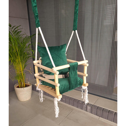 Luxe 3 in 1 groene meegroei babyschommel en Kinderschommel