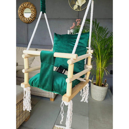 Luxe 3 in 1 groene meegroei babyschommel en Kinderschommel
