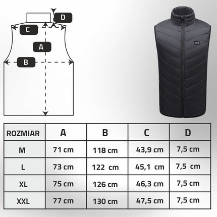 Manta Verwarmd Vest Met 9 Verwarmingszones Maat L - Elektrisch Vest Zwart Wintersport Outdoor - 35-60°C - MKG02