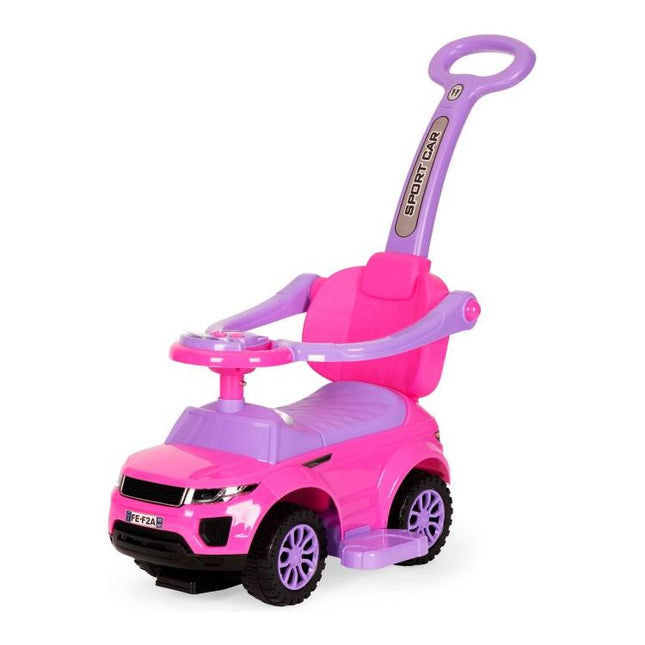 3 in 1 sportauto loopauto met geluiden en claxon op het stuur belastbaar tot 25 kg roze