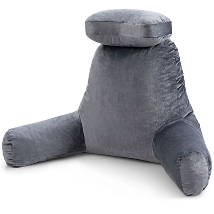 Trendmix XXL Leeskussen Met Nekrol Grijs - Bookseat - Meditatiekussen - Ontspanningskussen met afneembare hoes - Relaxkussen - Zitkussen - Voor In Bed - Ondersteuningskussen