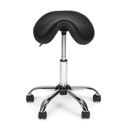 Verstelbare Ergonomische Draaikruk met Wieltjes – Zwarte Werkstoel voor Salon, Medisch Gebruik & Thuis - Kunstleer
