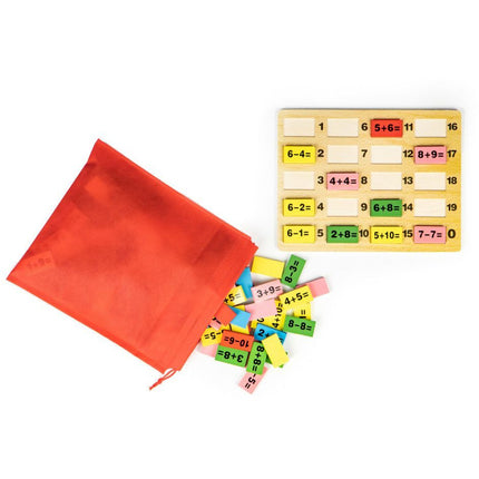 Ecotoys wiskundige blokken domino set - Leerzaam houten bord met gekleurde blokken voor kinderen vanaf 3 jaar