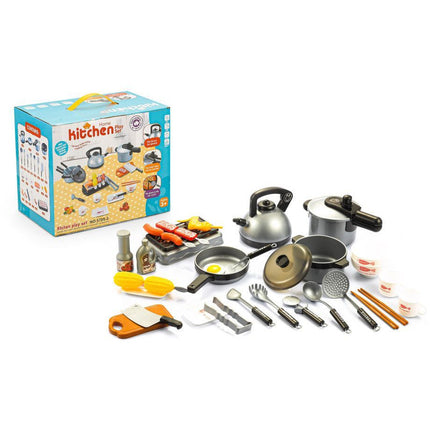 Home Kitchen 36 delige speelkeuken accessoire set met pannen en waterkoker