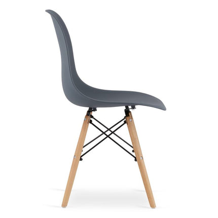 Set van 4 eetkamer stoelen / kuip stoelen met beukenhouten poten donkergrijs