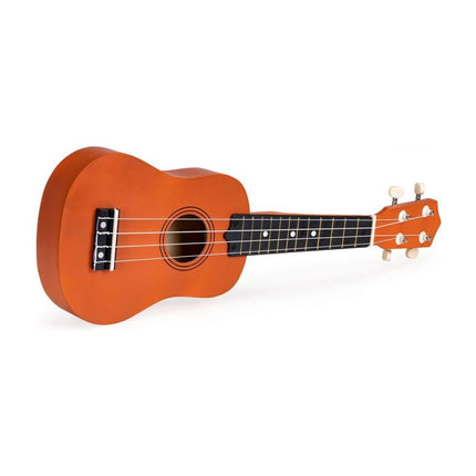 Ecotoys houten kinder ukelele/ gitaar met 4 snaren en 12 frets 17,5 x 5 x 52,5 cm bruin