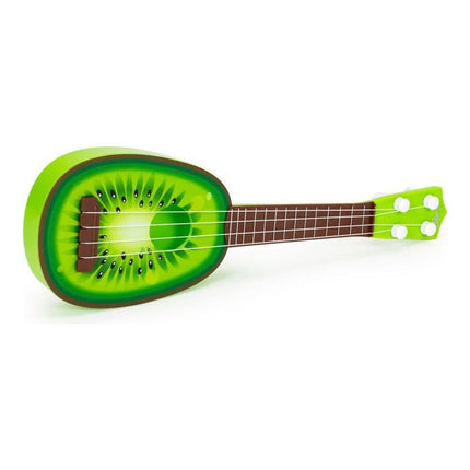 Ecotoys mini kunststof kinder ukelele / gitaar kiwi met 4 snaren 36 x 11.5 x 3.5 cm groen