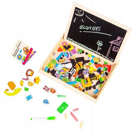 Ecotoys 2 in 1 dubbelzijdig magnetisch speelbord 176 delig met accessoires