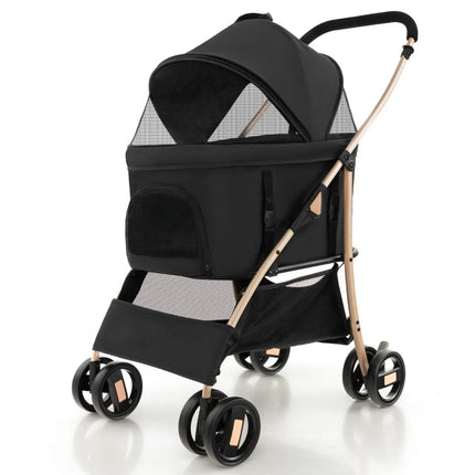 Trendmix Hondenbuggy 3-in-1 Zwart – Opvouwbare Hondenwagen – Verwijderbare Draagbox & Autostoel – Tot 15 kg – Met Vering & Opbergruimte