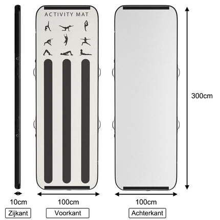 Trendmix Opblaasbare Airtrack Gymnastiekmat 3 Meter - Turnmat Inclusief Elektrische Pomp En Opbergtas - Yoga Sportmat - 10cm Dikte