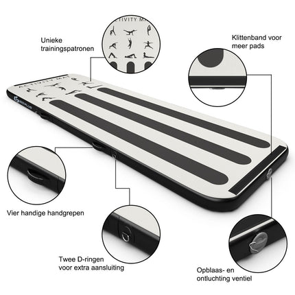 Trendmix Opblaasbare Airtrack Gymnastiekmat 3 Meter - Turnmat Inclusief Elektrische Pomp En Opbergtas - Yoga Sportmat - 10cm Dikte