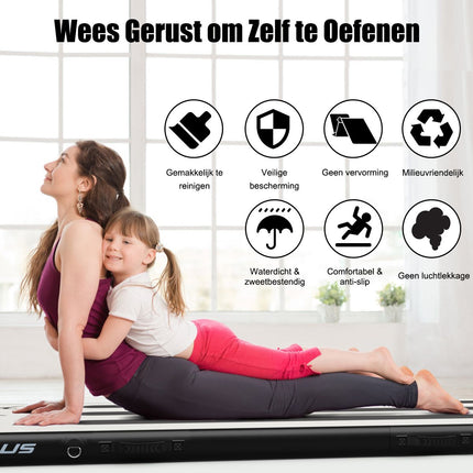 Trendmix Opblaasbare Airtrack Gymnastiekmat 3 Meter - Turnmat Inclusief Elektrische Pomp En Opbergtas - Yoga Sportmat - 10cm Dikte