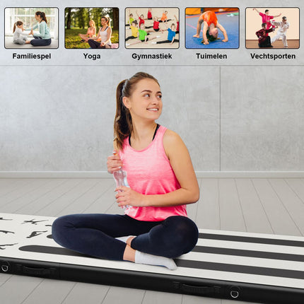 Trendmix Opblaasbare Airtrack Gymnastiekmat 3 Meter - Turnmat Inclusief Elektrische Pomp En Opbergtas - Yoga Sportmat - 10cm Dikte
