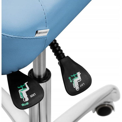 Giovanni Ergonomische Podologie Cosmetische Zadelkruk Met Rugleuning - Kapperskruk Pedicure Schoonheidsspecialist Blauw