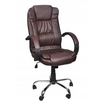 Malatec ergonomische bureaustoel gemaakt van bruin eco-leer verrijdbaar en in hoogte verstelbaar