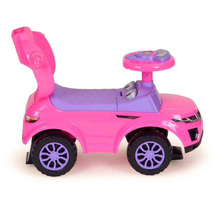 3 in 1 sportauto loopauto met geluiden en claxon op het stuur belastbaar tot 25 kg roze