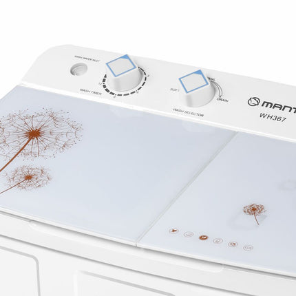 2de kansje Manta WH367 XL wasmachine met dubbele trommel - 6,5Kg was en 3,5Kg centrifuge capaciteit - perfect voor bij de caravan of in studio's