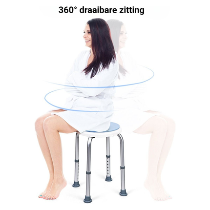 Trendmix Draaibare Douchekruk 360° – 6 Hoogte-instellingen – Antislip – Aluminium – Tot 120 kg – Voor Ouderen & Revalidatie