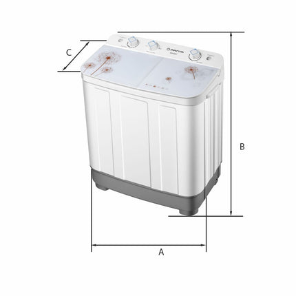 2de kansje Manta WH367 XL wasmachine met dubbele trommel - 6,5Kg was en 3,5Kg centrifuge capaciteit - perfect voor bij de caravan of in studio's