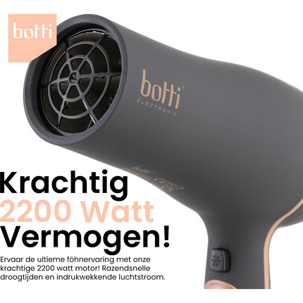 Botti smooth & silk Almond Alena ionische föhn met cool shot functie en 3 temperatuurstanden