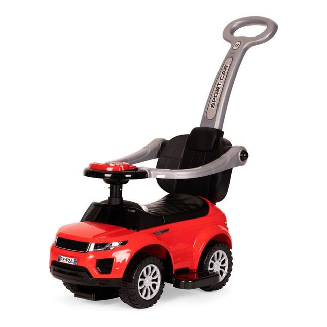 3 in 1 sportauto loopauto met geluiden en claxon op het stuur belastbaar tot 25 kg rood