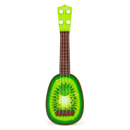 Ecotoys mini kunststof kinder ukelele / gitaar kiwi met 4 snaren 36 x 11.5 x 3.5 cm groen