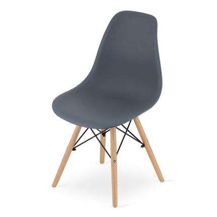 Set van 4 eetkamer stoelen / kuip stoelen met beukenhouten poten donkergrijs