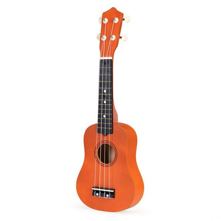 Ecotoys houten kinder ukelele/ gitaar met 4 snaren en 12 frets 17,5 x 5 x 52,5 cm bruin