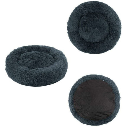 Hondenmand of Kattenmand Pluche Kussen Bed Maat L 80cm - Donkergrijs - Geschikt Voor Een Grote Hond of Kat Tot 25 kg