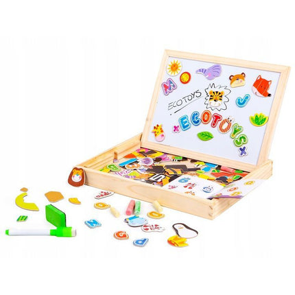 Ecotoys 2 in 1 dubbelzijdig magnetisch speelbord 176 delig met accessoires