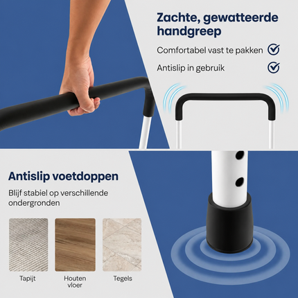 Bedbeugel voor Senioren – Bedgreep voor Uit Bed Stappen – Verstelbare Bedhek – Bedsteun voor Ouderen – Valpreventie – Wit