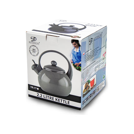 Meyerhoff Fluitketel Theepot Look Emaille Zwart 2.2 Liter - Ook geschikt voor Inductie