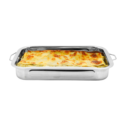 Trager Lasagneschaal RVS Ovenschaal 25 x 20 x 5 cm - Lasagne Bakvorm - Grote Bakvorm Met Handvatten