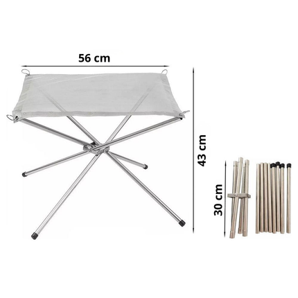 Trendmix Opvouwbare Vuurkorf Groot – Draagbare Kampvuurstandaard met Reistas – RVS Vuurschaal Buiten – Camping Fire Pit 56 x 56 x 43 cm