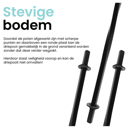 Meyerhoff stalen driepoot ketelstandaard 1.2m voor boven het kampvuur perfect voor Hongaarse ketels