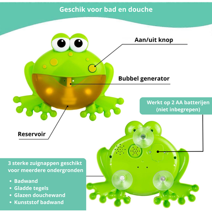 Trendmix Bubble Froggie Bad Speelgoed – Muzikale Kikker met Zeepbellen en 12 Liedjes – Schuimgenerator Bad Speeltje Baby & Peuter – Groen/Geel