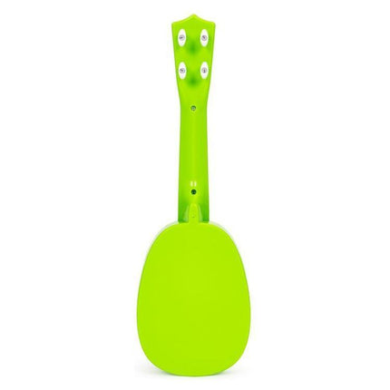 Ecotoys mini kunststof kinder ukelele / gitaar kiwi met 4 snaren 36 x 11.5 x 3.5 cm groen