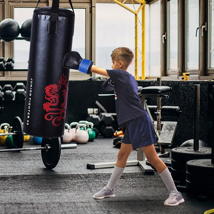 Trendmix 5-Delige Bokszak set voor Kinderen 20 kg - Zware Bokszak met Bokshandschoenen - Springtouw Draagtas Plafondhaak - Zwart