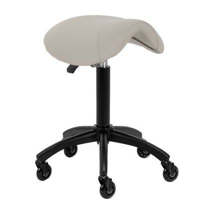 Gabbiano Kapperskruk Grijs/Beige – Ergonomische Zadelkruk met Gasveer – Professionele Salonstoel met Wielen