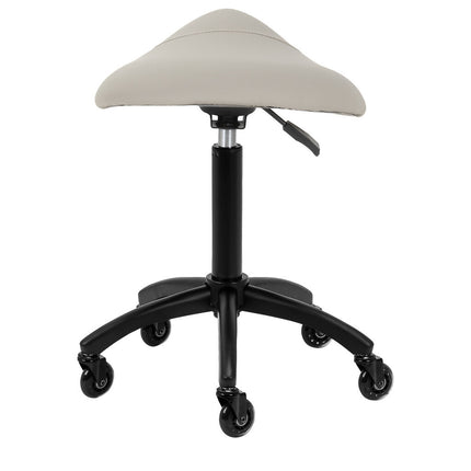 Gabbiano Kapperskruk Grijs/Beige – Ergonomische Zadelkruk met Gasveer – Professionele Salonstoel met Wielen