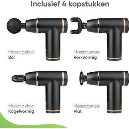 Lafe Massage gun / Massage apparaat met 4 Opzetstukken en 8 standen