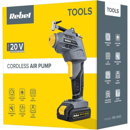 Rebel RB-1060 Accucompressor 20V 2A 7 bar (incl accu + lader)