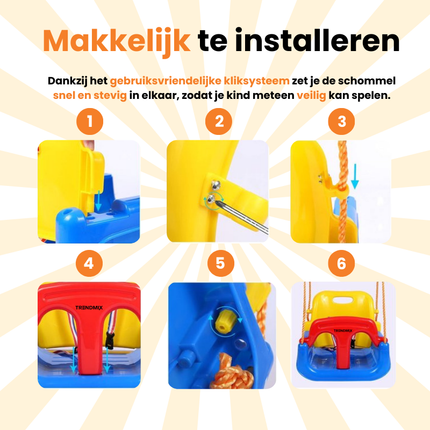 Trendmix Meegroei Schommel 3-in-1 Voor Baby, Peuter & Kleuter – Veilig Met Verstelbare Banden – Voor Binnen & Buiten Gebruik