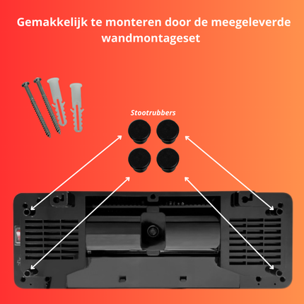 Kaminer Zelvion Elektrische Wandverwarming met LED-display & WiFi – Slimme Luchtgordijnverwarming 2000W met App & Afstandsbediening – Energiezuinig & Stil
