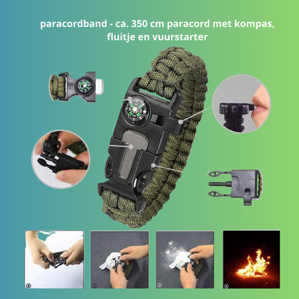 Trendmix Survival Kit 32-in-1 – Waterdicht Overlevingspakket – Outdoor Noodpakket – Compacte Survival Set met Mes, Vuurstarter, Zaklamp en Tools